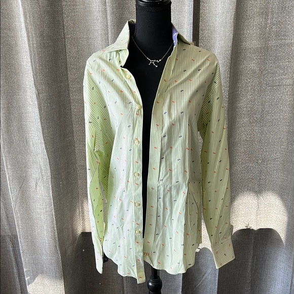 Thomas Dean Green Casual Button Down Shirt Lightweight - Picture 1 of 4